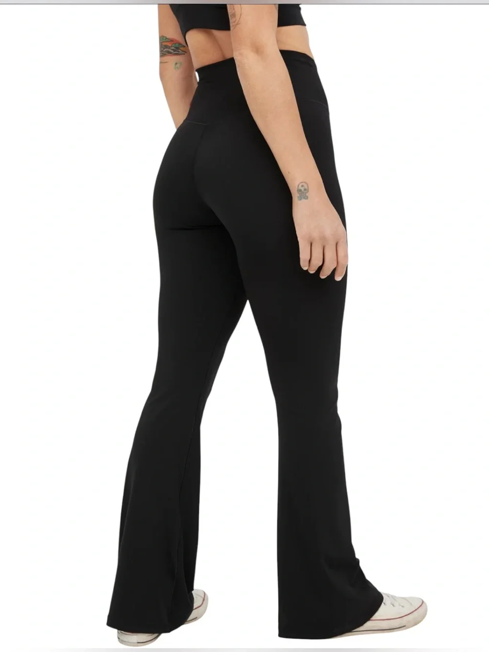OFFLINE By Aerie Real Me High Waisted Crossover Black Flare Legging Sz Medium - Picture 2 of 10